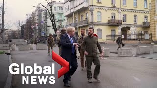 Boris Johnson tours Kyiv with Ukraine’s Volodymyr Zelenskyy [upl. by Aggy]