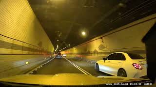 DRIVe OUR STRAIGHT PIPED M4 VS MERCEDES C43 LOUD POPS IN TUNNEL [upl. by Anaerb]