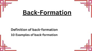 BackFormation with Examples  Word Formation [upl. by Nywrad]