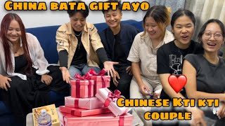 CHINESE LESBIAN COUPLE LEY CHINA BATA K K GIFT LIYERA AYO TA ❤️🙏 NEWARI FOOD KO REACTION BABBAL [upl. by Blakeley491]