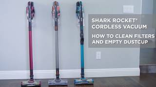 How to empty the dust cup and perform maintenance on your Shark® Rocket® Cordless Stick Vacuum [upl. by Ymmac]