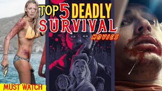 Top 5 Survival Movies In Hollywood  Top 5 Deadly Survival Movies In Hindi Dubbed [upl. by Nivert491]