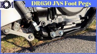 Suzuki DR650 JNS Lower Pegs Install  Tall Rider [upl. by Lyrej]