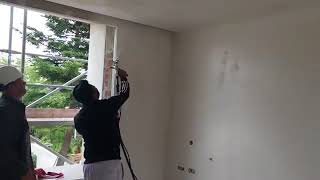 jetpro minijet plasticoat com maquina massa corrida  placa gesso  drywall [upl. by Ylicec]