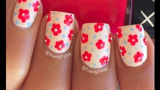 Easy Flower Nail Art Using Toothpick Only [upl. by Fredric]