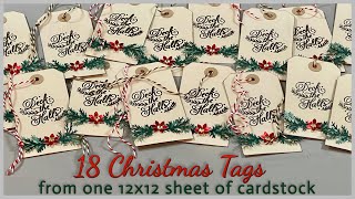 18 Christmas Tags from One 12x12 Sheet of Cardstock [upl. by Nylrad]