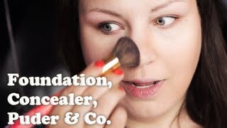 FOUNDATION ROUTINE deutsch richtig auftragen mit Pinsel Schwamm Primer Make up Concealer Puder [upl. by Zerdna908]