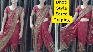 Dhoti style saree draping l Saree draping l Easy Saree styling [upl. by Johna296]