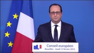 Accord de paix sur lUkraine Hollande se félicite de la relation francoallemande [upl. by Inajar]