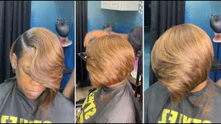 Easy amp Quick Short Layers Bob Haircut With Asymmetrical amp Graduation  Bob Hairstyle Women [upl. by Amre649]