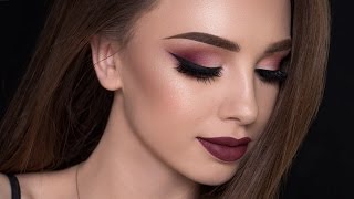 Burgundy Smokey Eyes amp Bold Lips Makeup Tutorial  FALL MAKEUP [upl. by Brynne]