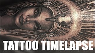 TATTOO TIMELAPSE  NATIVE INDIAN HEADDRESS  CHRISSY LEE [upl. by Nwaf]