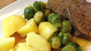 Rinderschmorbraten mit Rosenkohl und Salzkartoffeln [upl. by Eirhtug]