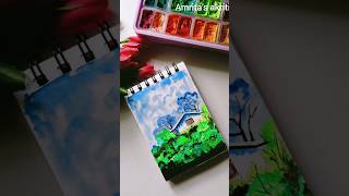 landscape painting 🎨gouachepaint artandcraft artshotvira [upl. by Derrek]