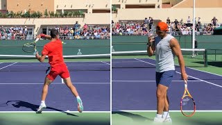 Rafael Nadal amp Carlos Alcaraz  Practice Games IW 2022 CourtLevel 4k 60fps [upl. by Jorry]