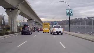 Driving from Coquitlam BC Canada to Burnaby to Vancouver  Lougheed Highway  Skytrain Route [upl. by Laerdna]