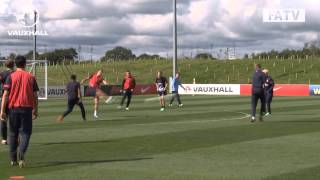 Manchester Uniteds Nick Powell scores a belter in England U21s training [upl. by Brok]