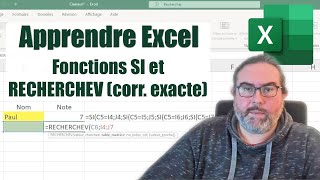 SI et RECHERCHEV exacte  Fonctions sous Excel [upl. by Bernat905]