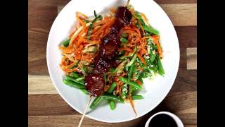 Rezept Teriyaki Schweinesteak mit buntem Salat [upl. by Assirahs]