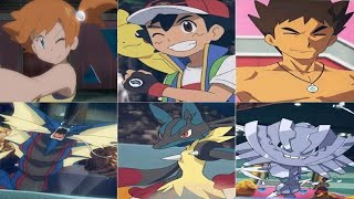 Ash Misty e Brock usam a Mega Evolução  Megas Lucario Gyarados e Steelix [upl. by Aihtennek825]