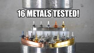 From Titanium to Tungsten 16 Metal Spinning Tops vs the Hydraulic Press [upl. by Chesney237]