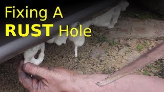 how to FIX a rust hole in a rocker panel fast lowcost method [upl. by Nomzzaj]