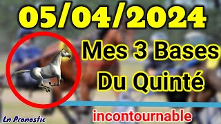 Pronostics PMU Mes 3 bases incontournable VENDREDI 05 AVRIL 2024 VINCENNES [upl. by Soraya]