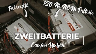 VW T5 Camper Umbau  120Ah AGM Zweitbatterie einbauen unter dem Fahrersitz [upl. by Nyad]