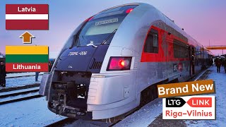 Brand New International Train Vilnius  Riga in LTG Link First Class Cabin [upl. by Kerge874]