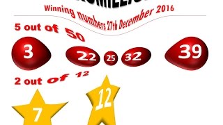 Euromillions  Euromillionen Zahlen Dienstag 27122016 [upl. by Moise]