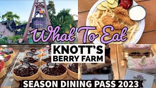 WHAT TO EAT AT KNOTT’S BERRY FARM  SEASON DINING PASS 2023 [upl. by Anivram208]