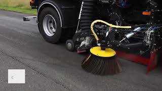 Bucher MaxPowa V65 street sweeper  in action sweeping [upl. by Hecht]