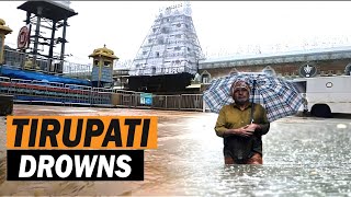 Tirumala Tirupati Temple Premises Submerged With Flood Water Due To Heavy Rains [upl. by Adnirod]