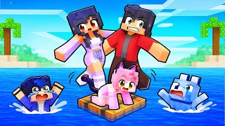 Playing as a FAMILY on a RAFT in Minecraft [upl. by Rovelli237]