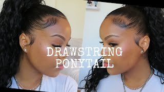 CURLY DRAWSTRING PONYTAIL  EASY amp FAST HAIR TUTORIAL [upl. by Armat]