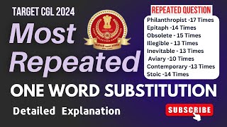 Most Repeated One Word Substitution In SSC SSC CGL 2024  Vocabulary ssccgl chsl cglenglish [upl. by Nielson719]