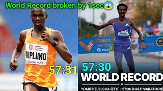 New World Record in Half Marathon 😱Valencia Half Marathon 2024Yomif breaks World record [upl. by Yras435]