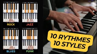 10 RYTHMES pour 10 STYLES daccompagnements différents au piano [upl. by Declan]