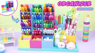 DIY COLORFUL ORGANIZER FROM CARDBOARD  More than 100 Markers and School Supplies aPasos Crafts DIY [upl. by Fedora]