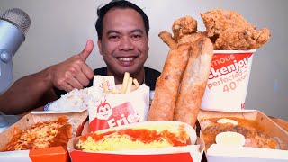 JOLLIBEE MUKBANG  BUCKET OF CHICKEN JOY  MUKBANG ASMR [upl. by Anairda296]