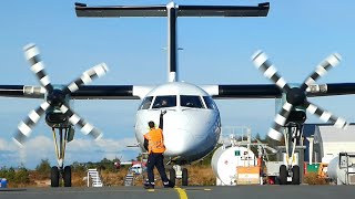 Widerøe Dash8300 startup at Stord airport 2016 [upl. by Nessaj]