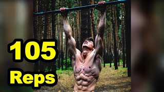 105 Pull Ups  WORLD RECORD  No Hanging Rest amp All in One Set [upl. by Halac]