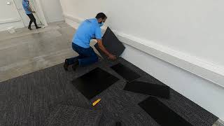 Carpet Tile Installation  How to Install Carpet Tile with Tackifier Adhesive Easy Installation [upl. by Moll448]