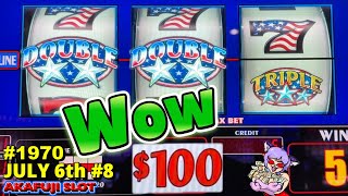 100 Slot Machine  Triple Double Stars Jackpot Han Pay 3 Reel at Pechanga Casino [upl. by Morentz]