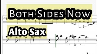 Both Sides Now Alto Sax Sheet Music Backing Track Play Along Partitura [upl. by Pandich]