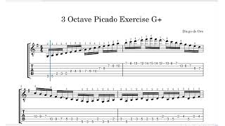 Picado  3 Octave Picado Exercise G  Diego de Oro  TAB [upl. by Ainivad]