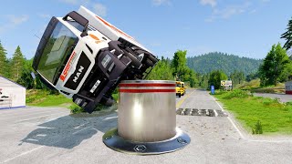 Trucks Cars Vs Massive Speed Bumps  BEAMNG DRIVE [upl. by Sinnod926]