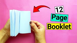 How to Make a 12Page Booklet from Paper  GlueFree [upl. by Yroggerg314]