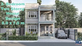 Small Two Storey House Design with Rooftop  3  Bedroom  60 x 70 m Floor pan [upl. by Son]