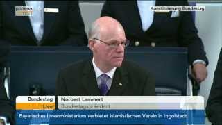 Bundestag Ergebnis der Wahl des Bundestagspräsidenten amp Rede von Norbert Lammert am 22102013 [upl. by Ennyletak]